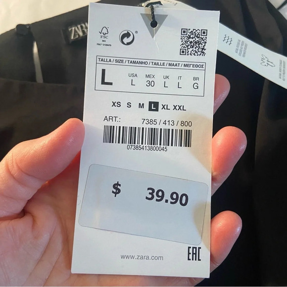 NWT Zara One Sleeve Black Crop Top Size Large - Picture 8 of 12